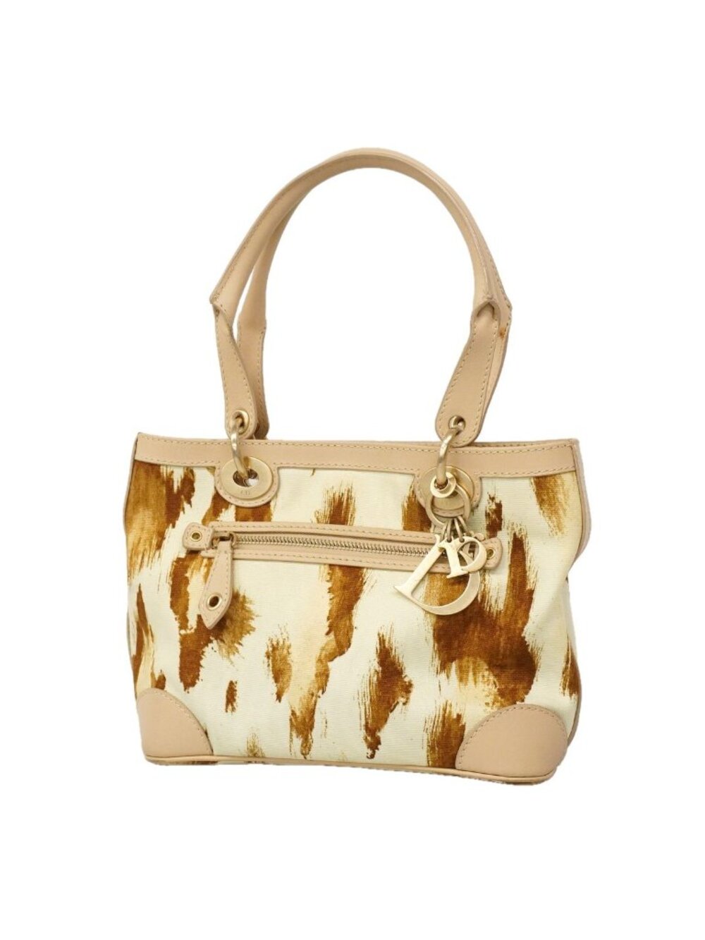 Dior Handbag Saint Tropez Canvas Light Brown Gold